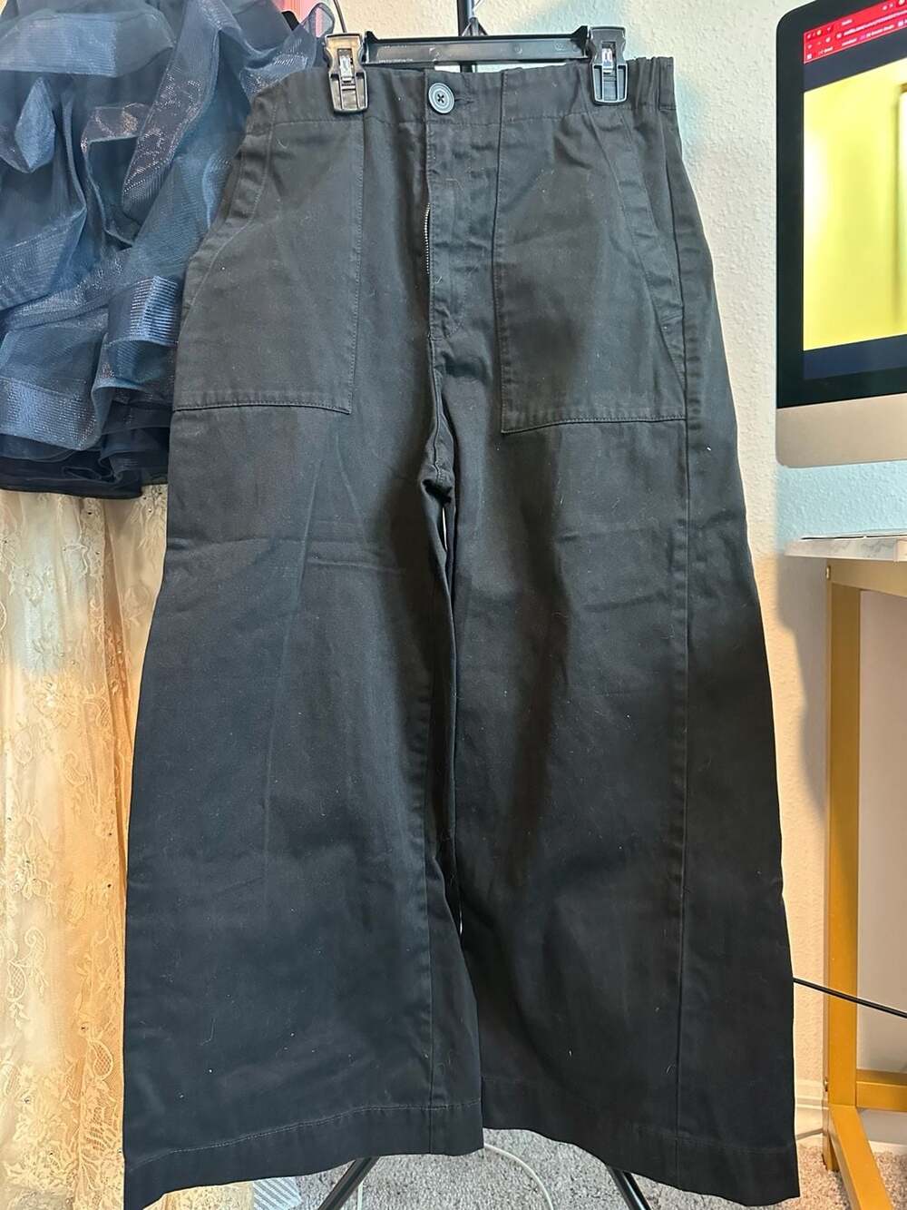 Bershka Black Wide Leg Utility Pants Size 08